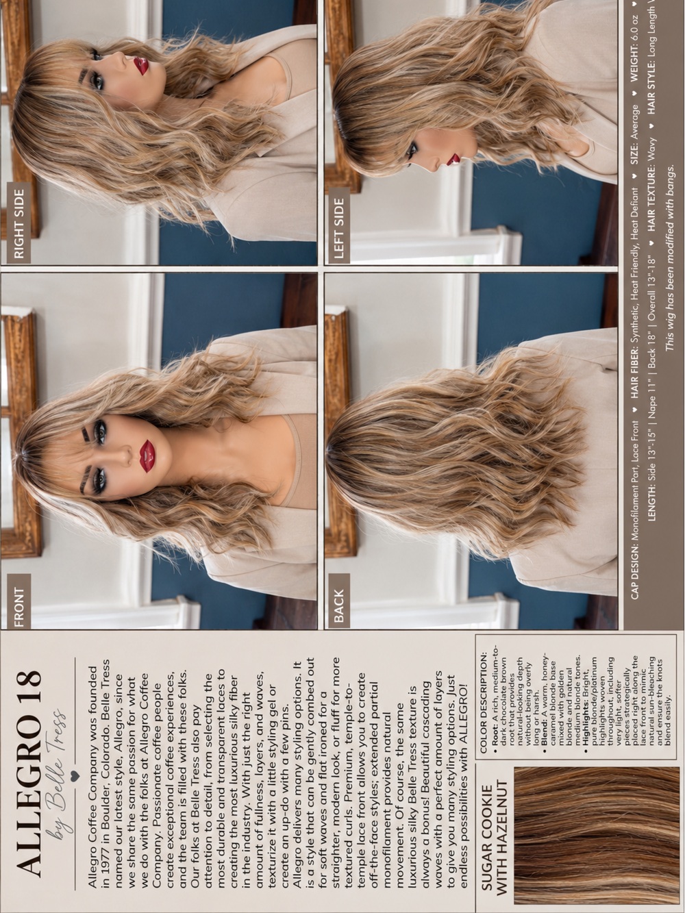 Allegro 18 by Belle Tress in Sugar Tress in Cookie with Hazelnut **mod with Bang